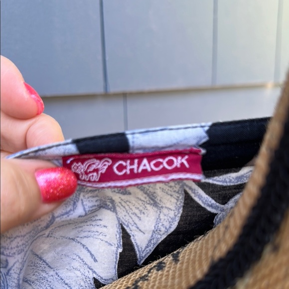 Vintage Chacok Floral V-Neck Dress with Blue Accents cotton side slits - Picture 12 of 13